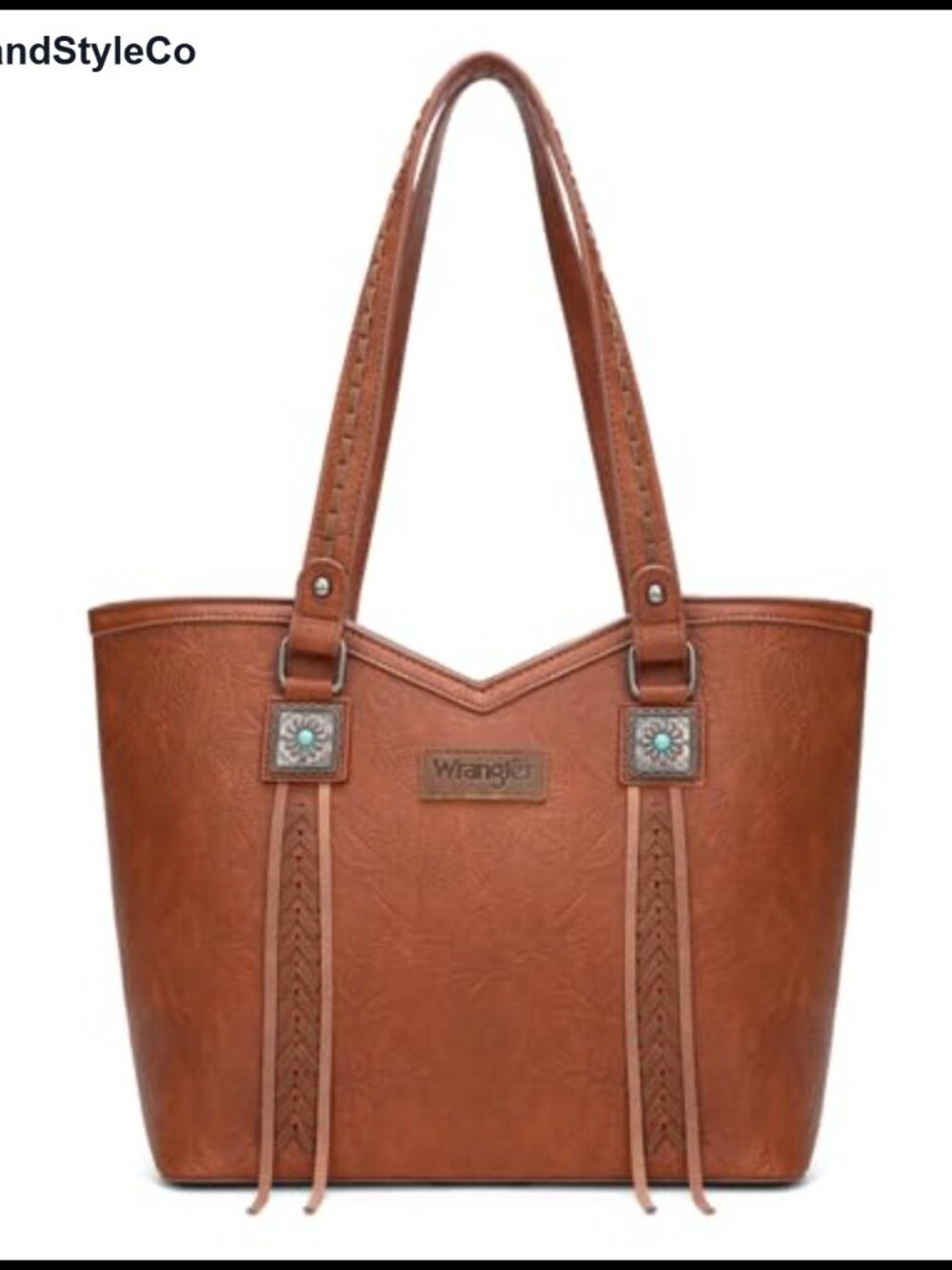 Western Tote Bag Vegan Leather Top Handle Shoulder Bag Large Zip